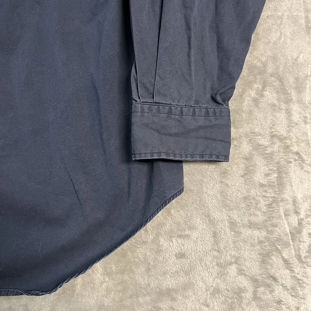 Ralph Lauren Blake Button Front Shirt Navy Logo Mens Large Long Sleeve Cotton